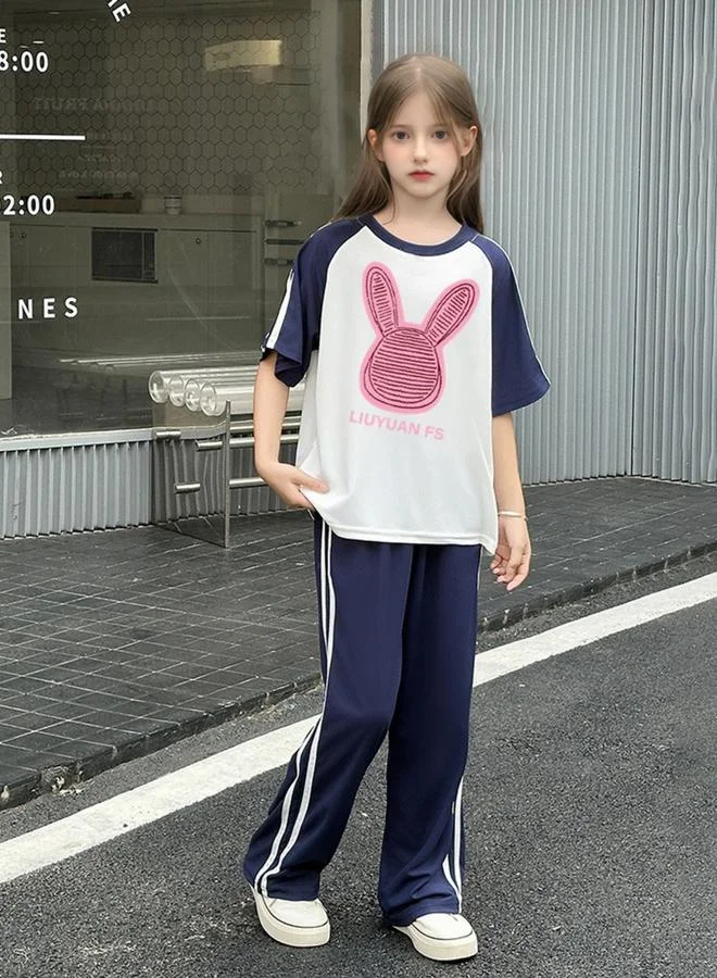 Take Two Girls Raglan Sleeve T-Shirt and Wide Leg Pants Set
